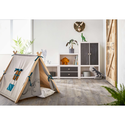 Lifetime Dino 4 in 1 letto per tetto in tessuto, 90x200 cm con RL Whitewash