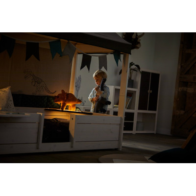 Lifetime Dino 4 in 1 letto per tetto in tessuto, 90x200 cm con RL Whitewash