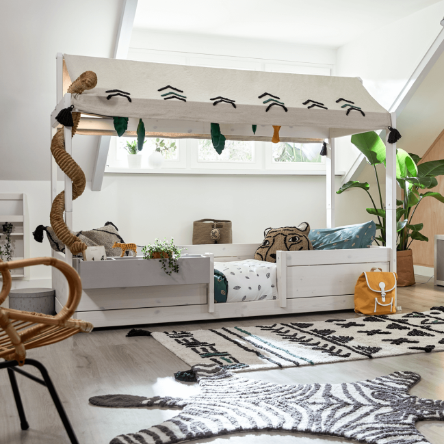 Combinaison de lit 4 en 1 Lifetime avec toit en tissu Wild Life avec blanc DLR