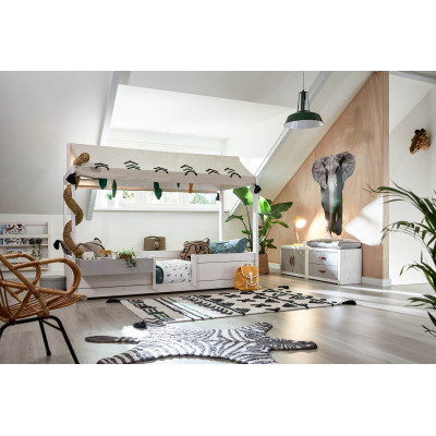 Combinazione di letto 4 in 1 Lifetime con tetto in tessuto Wild Life con calce DLR