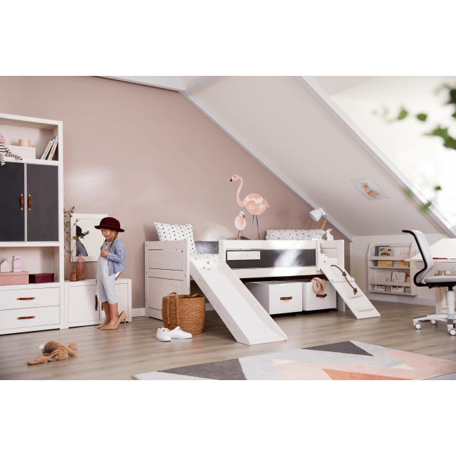 Lit superposé Lifetime Climb & Slide avec plancher à rouleaux en pin Whitewash