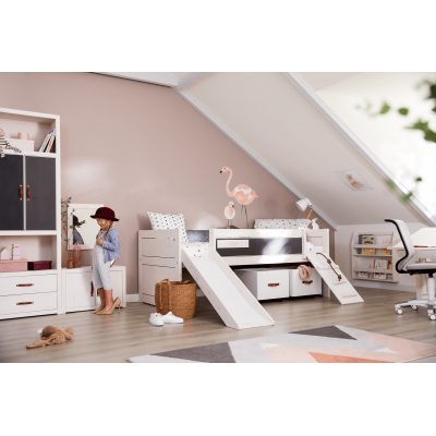 Lit superposé Lifetime Climb & Slide avec plancher à rouleaux en pin Whitewash