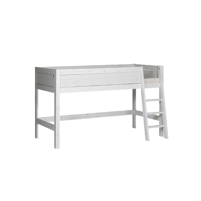 Lifetime Lit mezzanine mi-hauteur échelle en pente avec sommier Luxe, whitewash