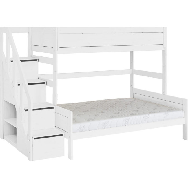 Lifetime bunk bed Family 90/140 with staircase and deluxe slatted frame white