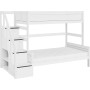 Lifetime Lit superposé Famille 90/120 avec escalier step et sommier Luxe, blanc