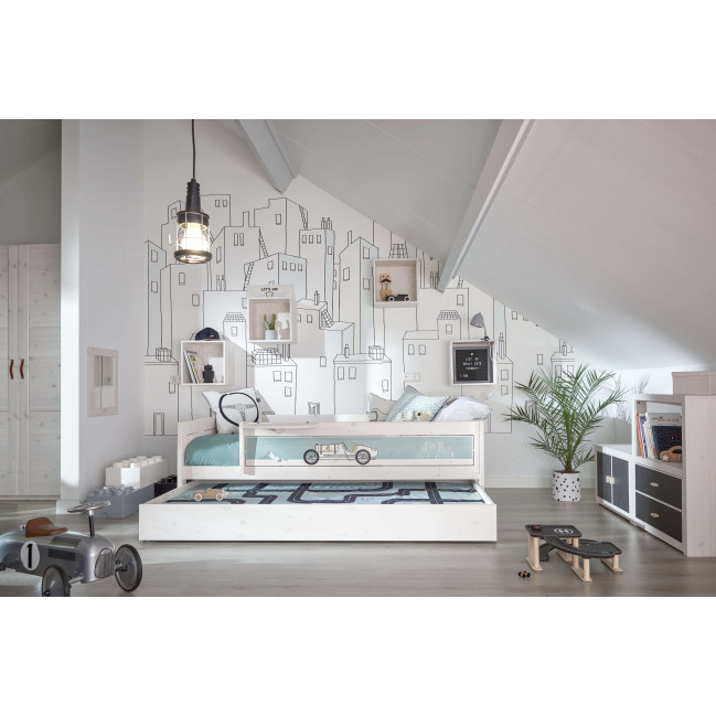 Lit de base Lifetime avec sommier Road Trip Race Whitewash, cadre à lattes de luxe complet