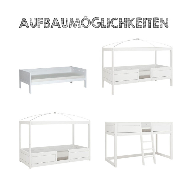 Lifetime 4 in 1 Bett für Himmel 90x200 cm mit DeLuxe-Lattenrost Weiss