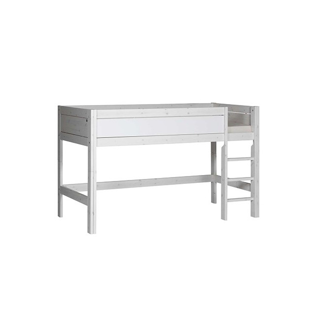 LifeTime-Kidsrooms Letto a mezza altezza Laura-DLR, 90x200 cm, con struttura a doghe DeLuxe imbiancata