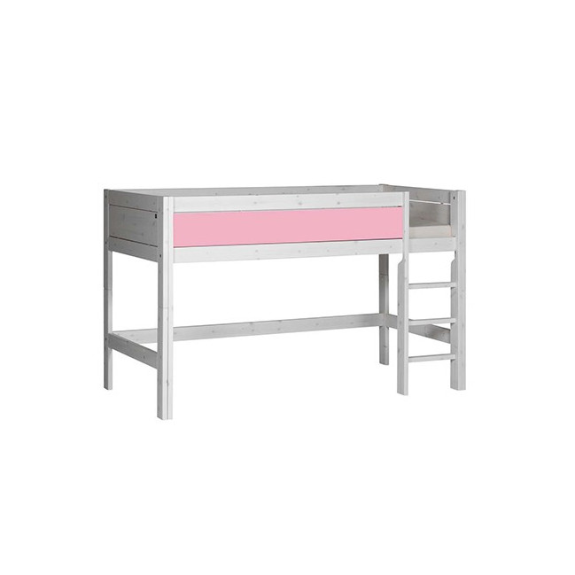 LifeTime-Kidsrooms Letto a mezza altezza Laura-DLR, 90x200 cm, con struttura a doghe DeLuxe imbiancata