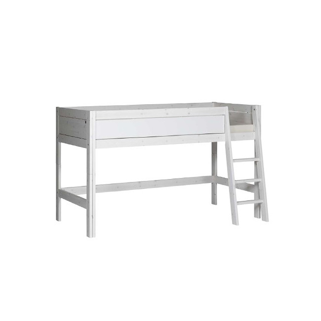 LifeTime-Kidsrooms Letto a mezza altezza Laura-DLR, 90x200 cm, con struttura a doghe DeLuxe imbiancata