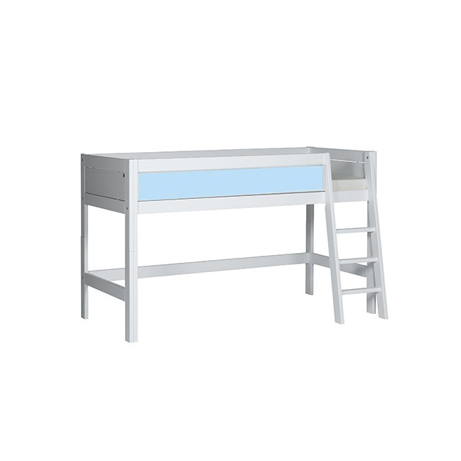 LifeTime-Kidsrooms Lit demi-hauteur Laura-DLR, 90x200 cm, avec cadre à lattes DeLuxe Whitewash