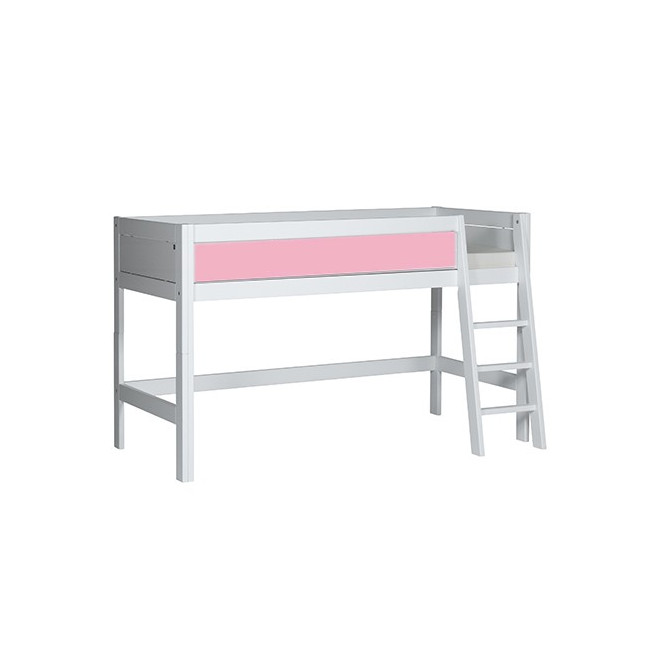 LifeTime-Kidsrooms Lit demi-hauteur Laura-DLR, 90x200 cm, avec cadre à lattes DeLuxe Whitewash