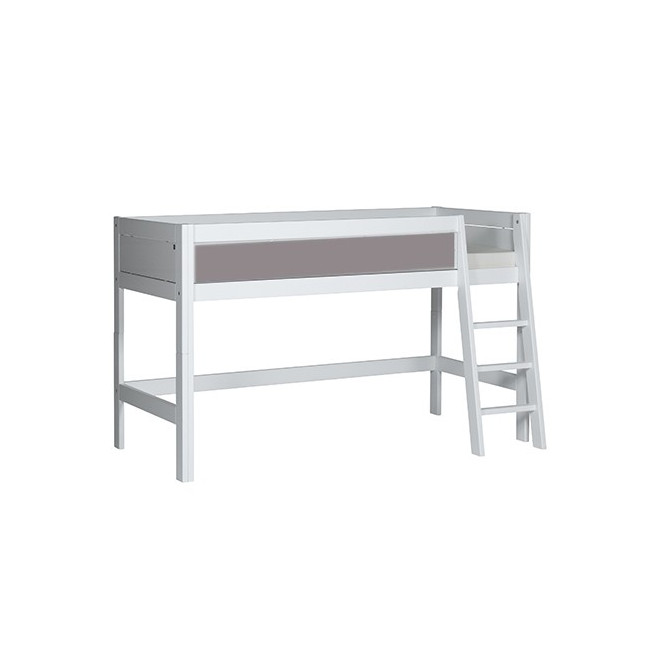 LifeTime-Kidsrooms Lit demi-hauteur Laura-DLR, 90x200 cm, avec cadre à lattes DeLuxe Whitewash