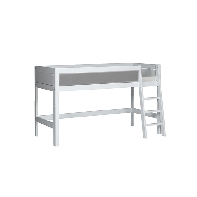 LifeTime-Kidsrooms Letto a mezza altezza Laura-DLR, 90x200 cm, con struttura a doghe DeLuxe imbiancata