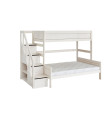 Lifetime Lit superposé Famille 90/140 avec escalier step et sommier Luxe, whitewash