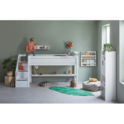 Lifetime Kidsrooms Letto a mezza altezza con scale e rete a doghe deluxe imbiancata