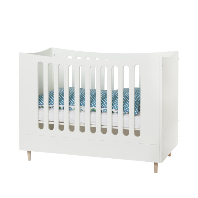 Manis-h cot with height-adjustable floor 93cm x 144 cm Snow white