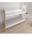 Manis-h letto a castello HODER con struttura a doghe 159x210x104 cm Bianco neve con montante in faggio