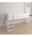 Manis-h Halbhohes Kinderbett BORR 90 x 200 cm mit Kletterwand Snow white