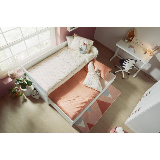 Lifetime Kojenbett 90x200 mit Gästebett und Schublade, Deluxe-Lattenrost in weiss