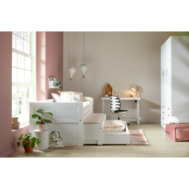 Lifetime Kojenbett 90x200 mit Gästebett und Schublade, Deluxe-Lattenrost in weiss