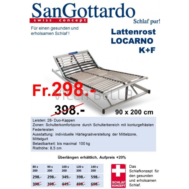 San Gottardo Lattenrost Locarno K+F 90 x 200 cm