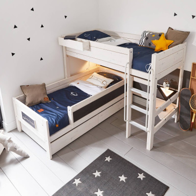 Letto a soppalco medio Lifetime Space Dream con pavimento a rullo e letto di base imbiancato
