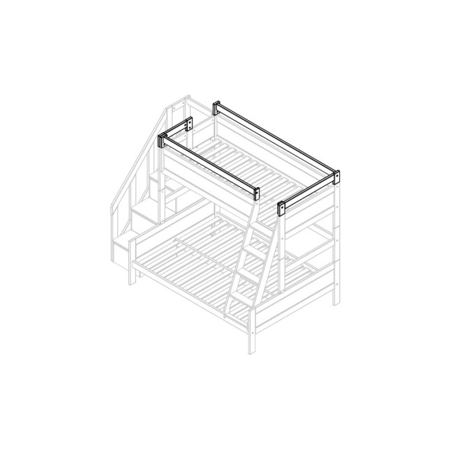 Lifetime safety increase with front and side opening for bunk bed Family white