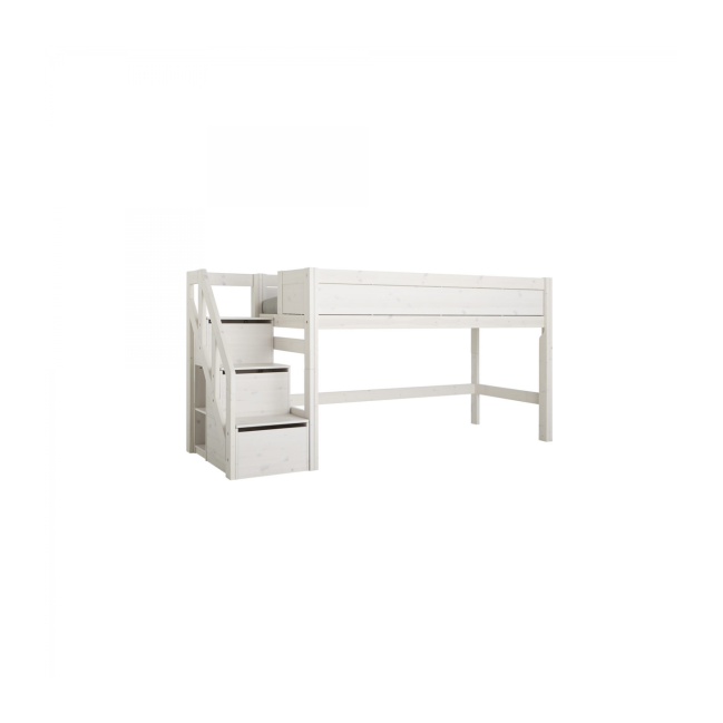 Halbhohes Bett mit Treppe und Deluxe Lattenrost