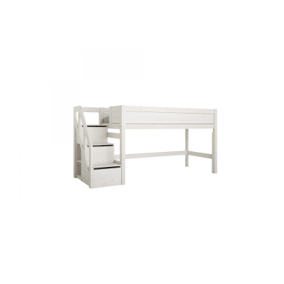 Halbhohes Bett mit Treppe und Deluxe Lattenrost
