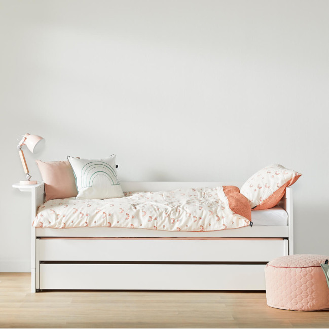 Lifetime bunk bed 90x200 with guest bed and drawer, deluxe slatted frame in white