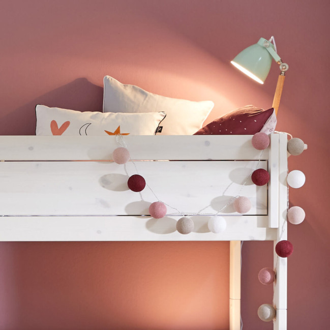 Lifetime Family letto a castello 90/90 con scale e struttura a doghe deluxe bianca