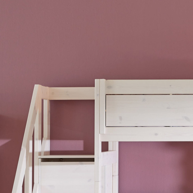 Lifetime Family letto a castello 90/90 con scale e struttura a doghe deluxe bianca