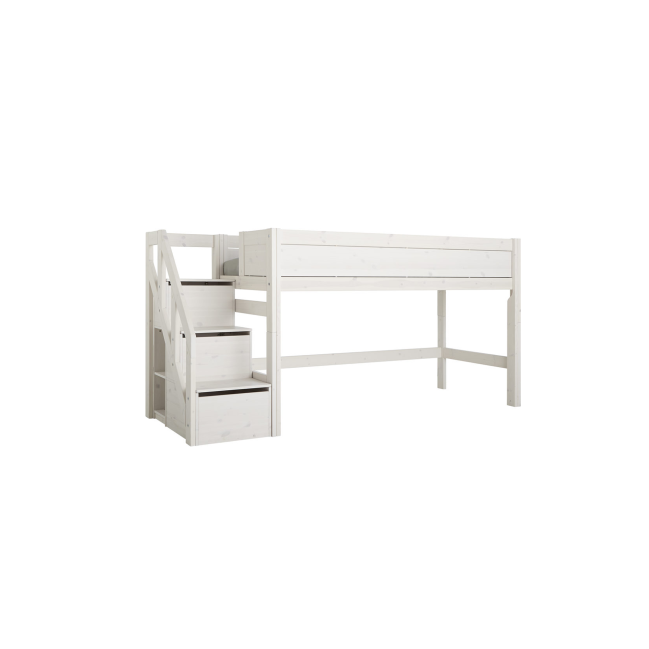 Lifetime Kidsrooms Letto a mezza altezza con scale e struttura a doghe deluxe bianco