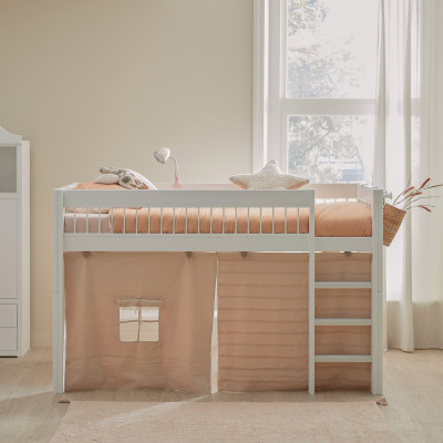 Letto semi alto con scaletta dritta Lifetime Breeze 90 x 200 cm telaio a doghe deluxe bianco