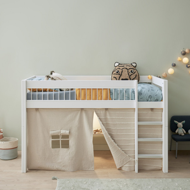 Lifetime Halbhohes Bett mit gerader Leiter Breeze 90 x 200 cm, Deluxe-Lattenrost weiss