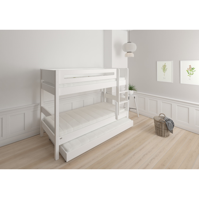Manis-h Lit superposé 120/120 x 200 avec lit d'appoint 90x200 Snow white