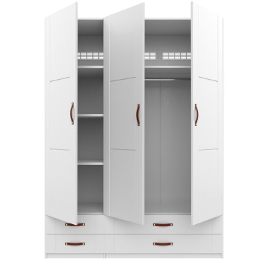 Lifetime wardrobe with 2 doors, shelves, drawers ans Dividing wall, 100 cm white