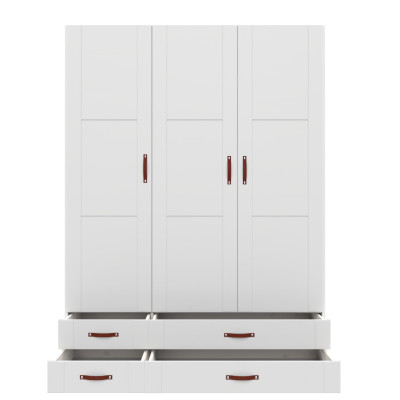 Lifetime wardrobe with 2 doors, shelves, drawers ans Dividing wall, 100 cm white