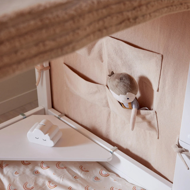 Lifetime 4 in 1 Bett KOMBO Essence Peach mit Himmeldach und Regal, Lattenrost Standard white